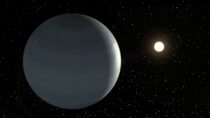CoRoT-9b, la 1ere exoplanète de type Jupiter tempéré dont on a pu observer le transit. Crédits : Instituto de Astrofísica de Canarias.