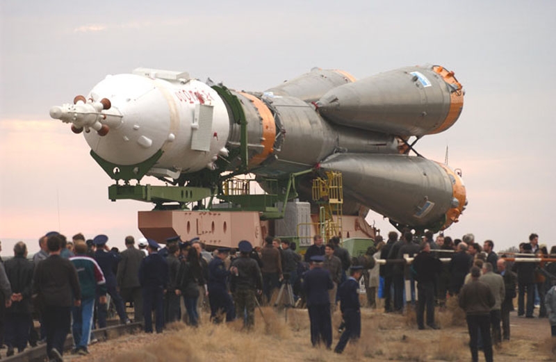 A Soyuz rocket at the Baikonur cosmodrome in Kazakhstan. Credits: Roscosmos.