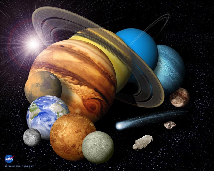 Les planètes du système solaire, Pluton incluse. Crédits Nasa/JPL